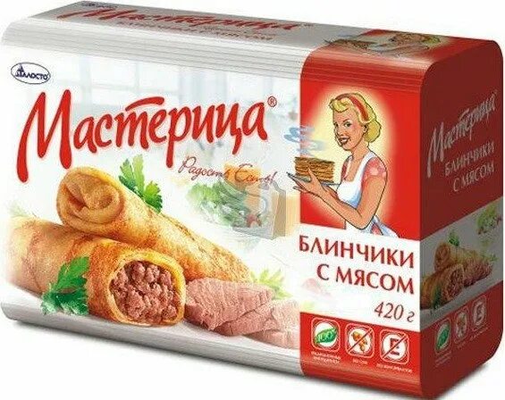 Блины готовые купить в москве. Талосто замороженные блинчики мастерица с мясом 420 г. Блинчики с мясом мастерица. Блины с мясом в упаковке. Блины в упаковке.