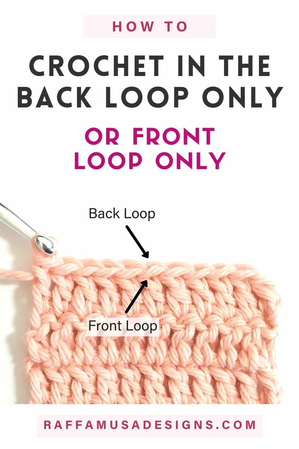 Back loop only. Work in back loops only. Only loops