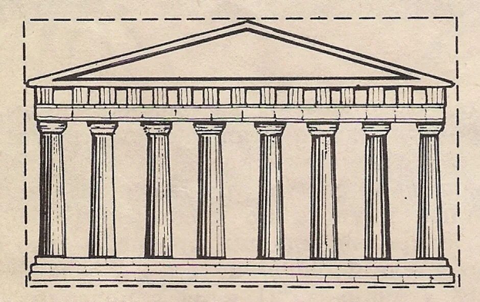 Античный храм рисунок. Храм Парфенон золотое сечение. Древнегреческий храм Парфенон 4 класс. Изо. 4 Кл Парфенон.