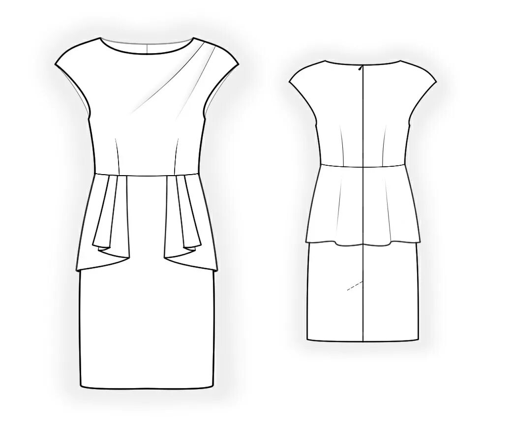 технический эскиз одежды. моделирование отрезного платья. технический рисунок платья. эскиз модели для одежды. моделирование одежды.