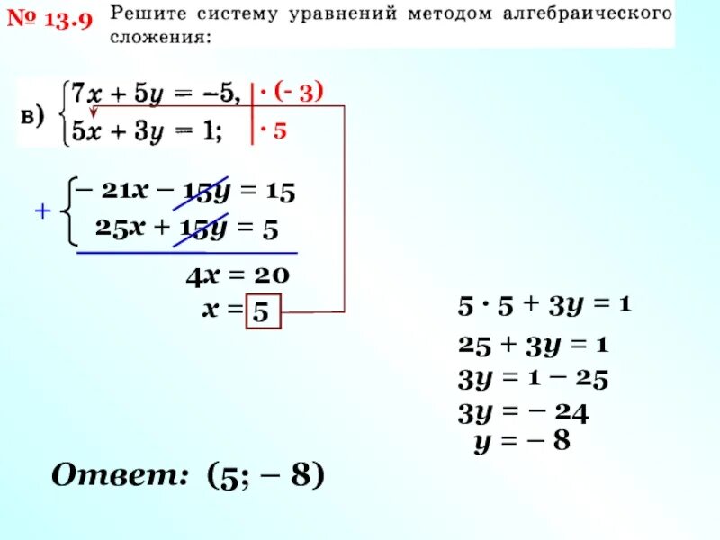 Решить систему линейных уравнений способом сложения. Метод алгебраического сложения в системе уравнений. Решение системы уравнений методом алгебраического сложения. Как решать систему уравнений методом сложения. Как решать систему уравнений методом алгебраического сложения.