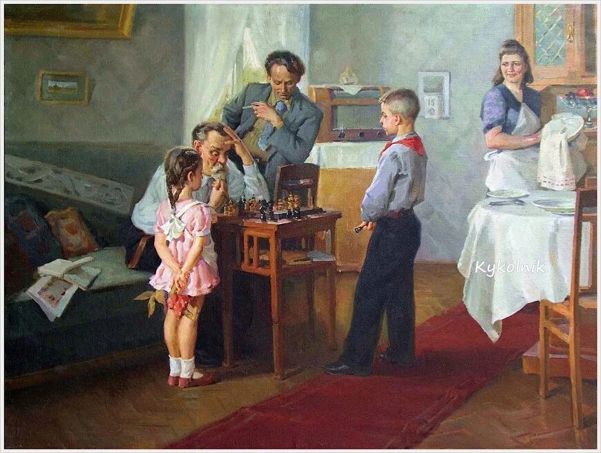 Произведения в советском союзе. А.Солодовников "Юный шахматист" (1951).