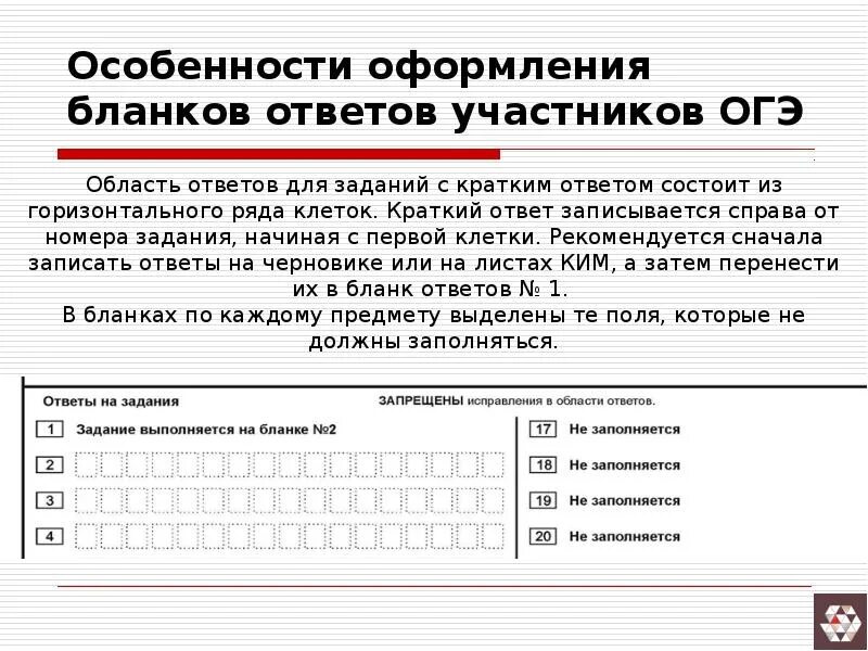 Бланк ответов с кратким ответом. Бланк ОГЭ для заданий с кратким ответом. Бланк участника ОГЭ. Правила оформления бланков ОГЭ.