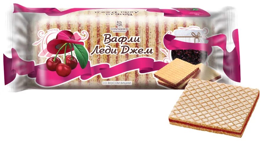 вафли конфэшн леди-джем. вафли конфэшн леди-джем. вафли леди джем вишня 250г. вафли леди джем. вафли с джемом леди джем.
