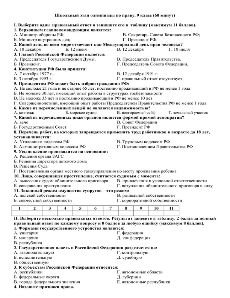 Региональный этап право 9 класс 2024. Право олимпиадные задания.