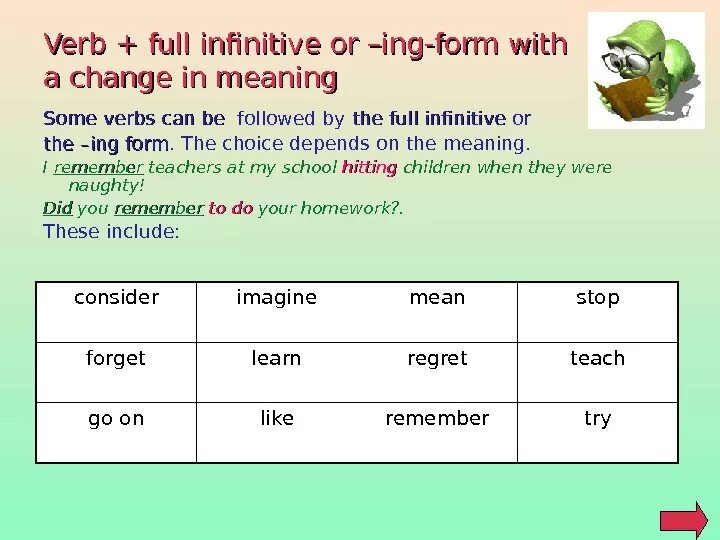 Full verb forms and full stops. Full infinitive. ing form or infinitive. bare infinitive в английском. что такое full infinitive в английском.