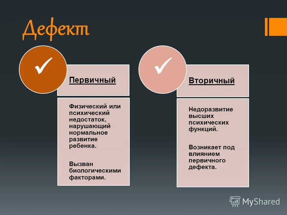 Первичный и вторичный дефект. Первичные и вторичные дефекты развития. Первичевц и Вторичнвй жеыект. Первичный вторичный третичный дефект. В результате физического или психического