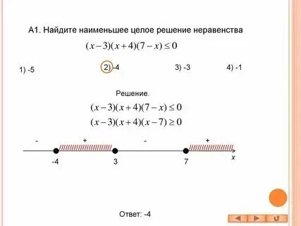 Среднее арифметическое целых решений неравенства
