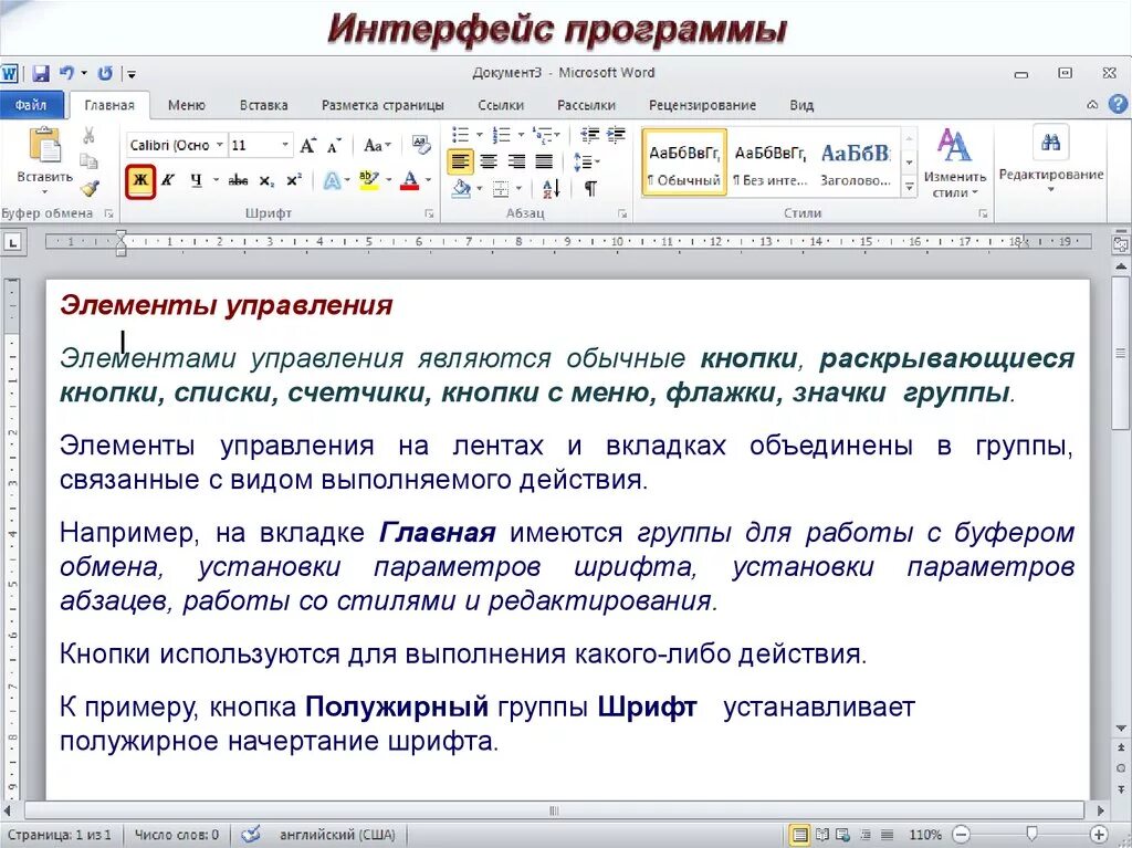 Группа элемент управления. Элементы управления Word. Элементы интерфейса ворд. Интерфейс программы Word. Элементы интерфейса программы MS Word.