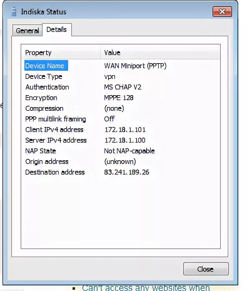 Ip detail. VPN connect. VPN connection detail. SSTP Wan. Status connecting.