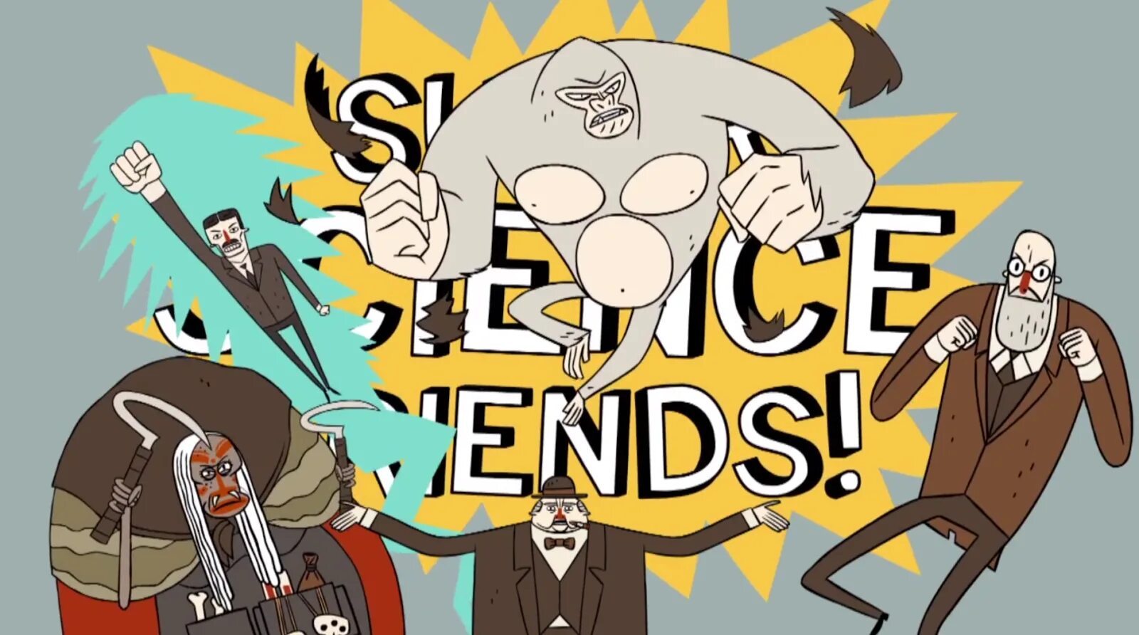 Super science friends фрейд. Супер друг. Друзья супер ученые персонажи. Super scientist. Мультик про ученых где эйнштейн дарвин кюи youtube на русском.