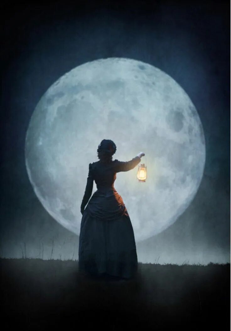 moon with woman Crying, abstract, blue, Crying, moon, night, reflection, woman F