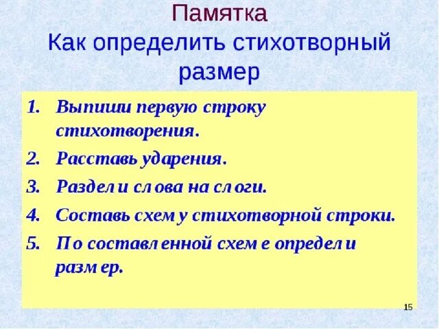 Литературные размеры стихотворений. Памятка как определить размер стихотворения. Размеры стихотворений памятка. Стихотворные Размеры памятка. Памятка стихотворный размер стихотворения.