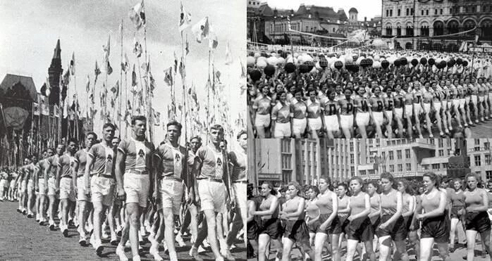 Советское общество в 1920 1930 гг. Парад физкультурников на красной площади 1936. парад физкультурников москва 1930-е гг. парад физкультурников ссср женщины 1956. парад пионеров в ссср в 1930е.