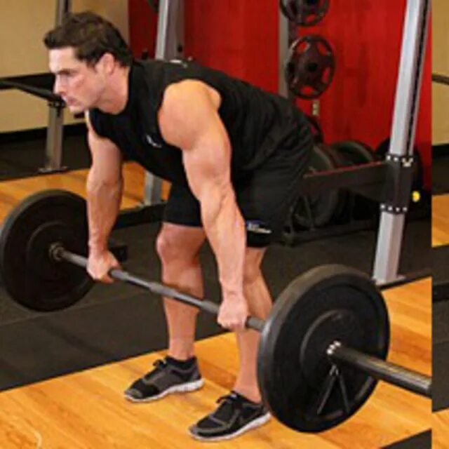 Техника выполнения тяги со штангой. Delt Barbell Row. Тяга штанги к поясу широким хватом. Тяга штанги обратным хватом. Тяга в наклоне.