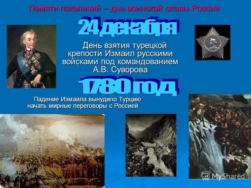 День взятия Измаила день воинской славы. Память поколений дни воинской славы россии