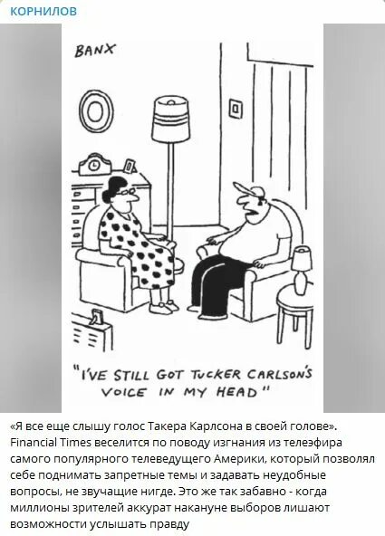 Реакция запада на интервью такера карлсона. Такер карлсон уволен. такера карлсона уволили с fox news. обратите внимание карикатура. карикатура про внимательность к мелочам.