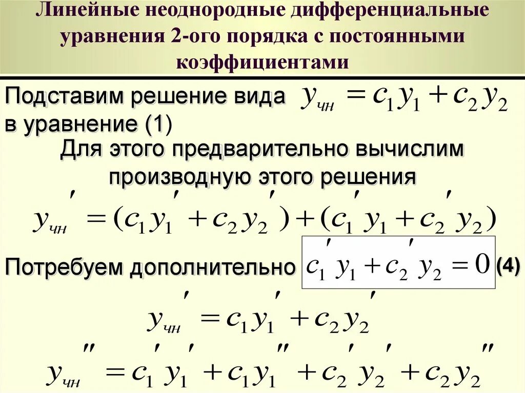 Линейные дифференциальные уравнения вид. Линейное однородное дифференциальное уравнение второго порядка. Решение линейного однородного дифференциального уравнения 2 порядка. Решение линейного неоднородного дифференциального уравнения. Решение линейного однородного дифференциального уравнения.