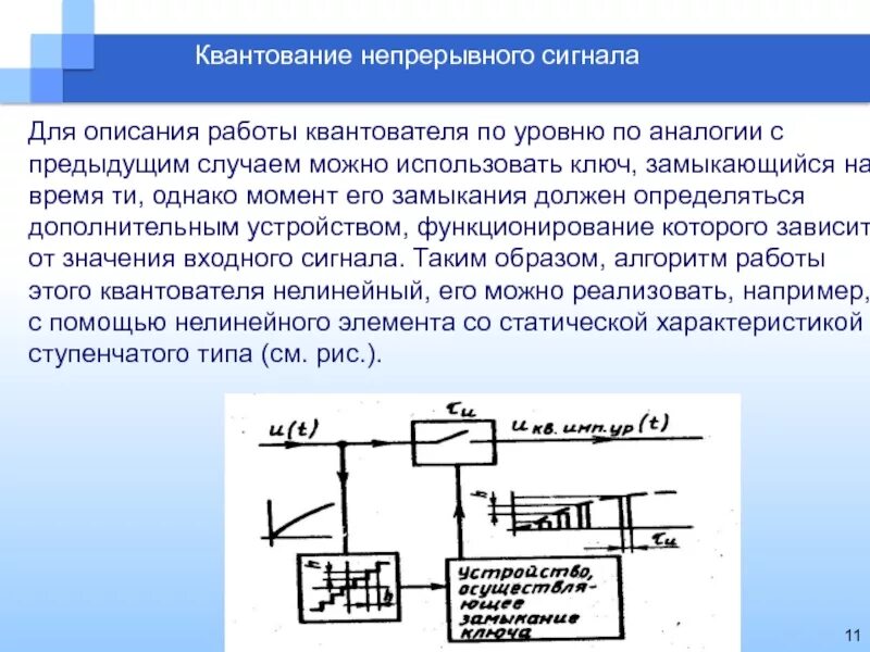 Квантование по уровню непрерывного сигнала. Нелинейное квантование сигнала. Дискретные системы квантование. Дискретность (квантованность).