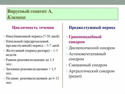 Периоды острого вирусного гепатита