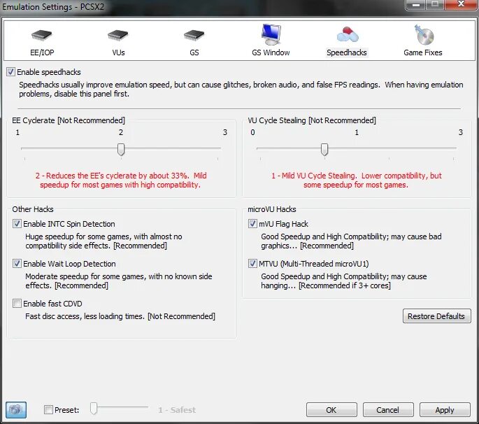 Apply defaults. Pcsx2. Game settings Window. Лора сеттинг. Date accuracy pcsx2.