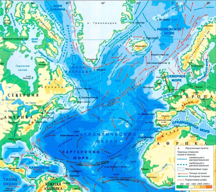 Какие течения проходят у восточных берегов. Гольфстрим на карте Атлантического океана. Пролив Гольфстрим. Норвегия Гольфстрим теплое течение. Течение Гольфстрим на карте Атлантического океана.