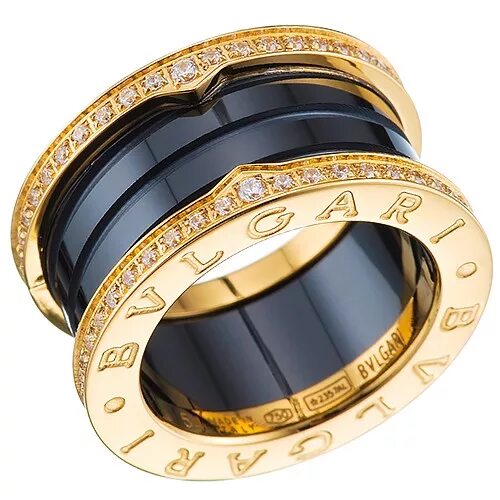 Черные кольца женские с золотом