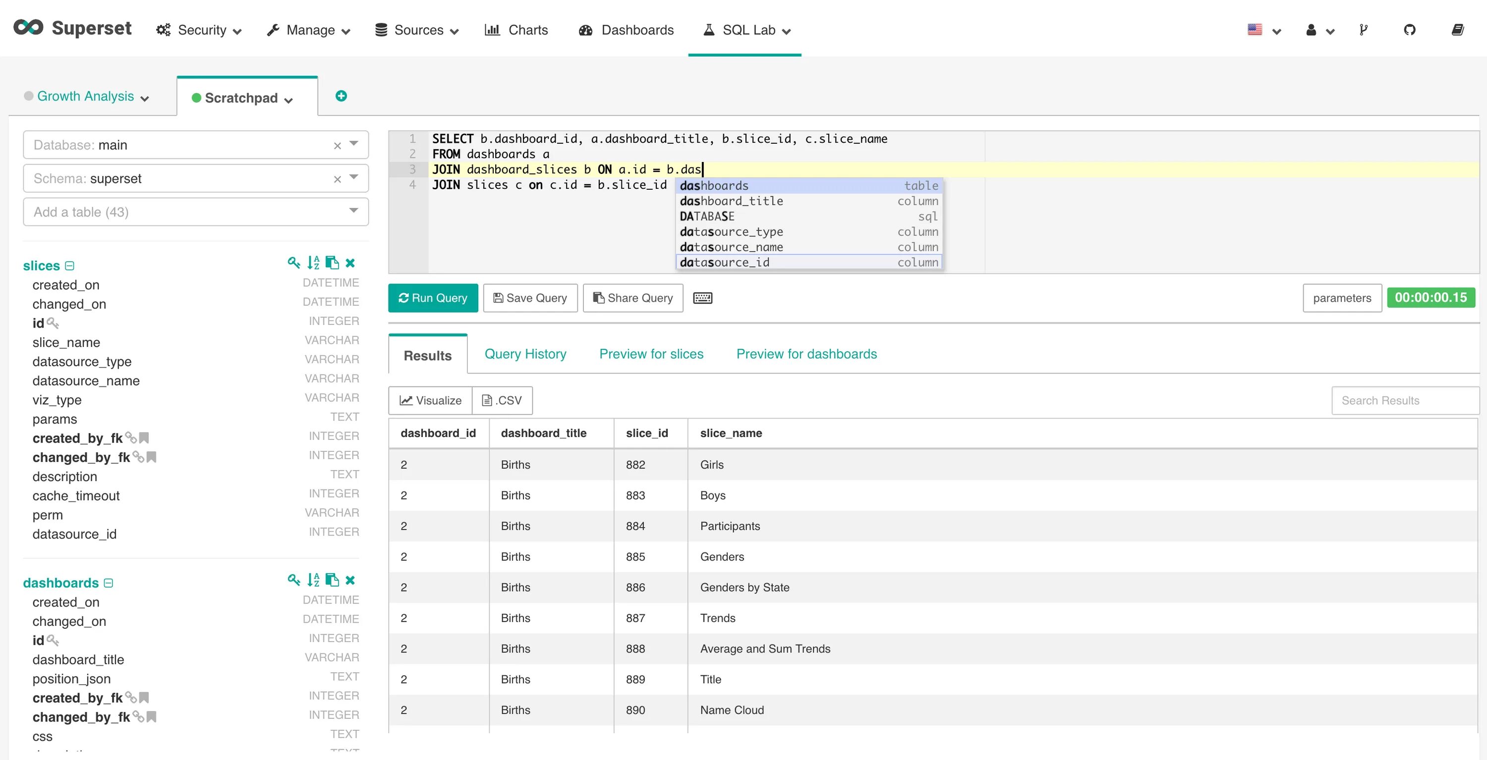 Query history