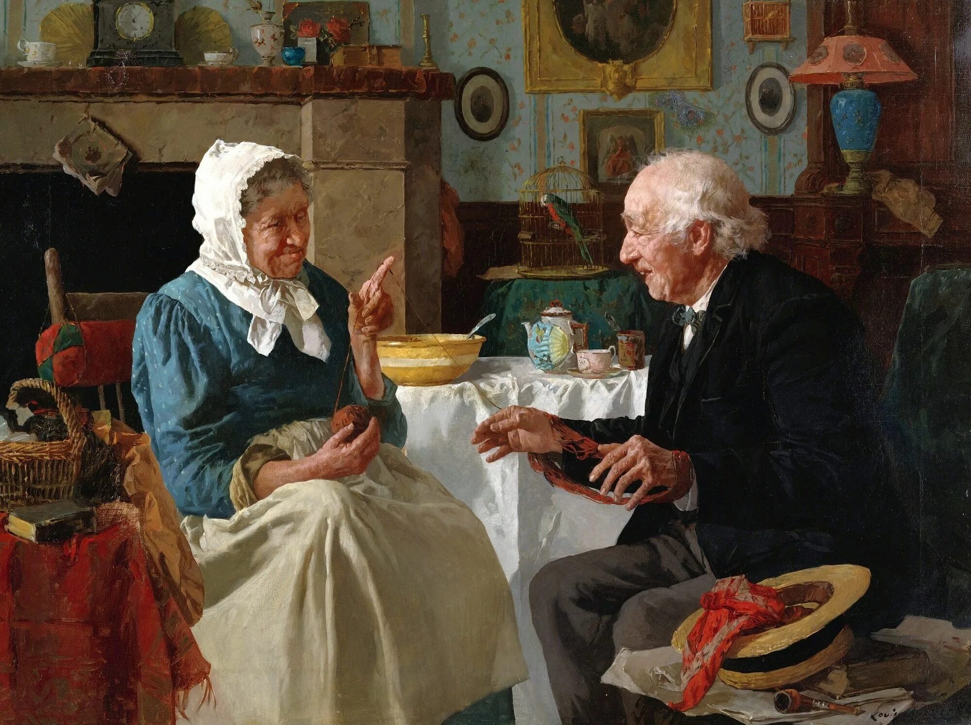 Louis Charles Moeller (1855 - 1930). Старосветские помещики. Русское с сюжетом пожилые