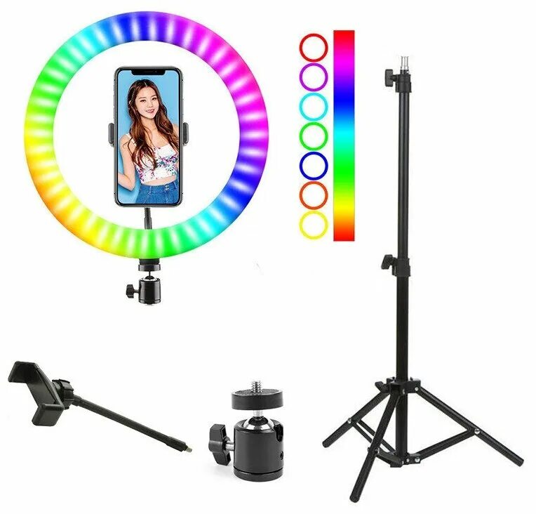 кольцевая лампа rgb led mj33. кольцевая лампа 36см rgb. кольцевая лампа rgb led mj26 26 см со штативом. кольцевая лампа mj33 rgb 33 см со штативом. цветная лампа со штативом.