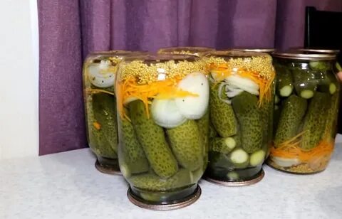 Маринованные огурцы с горчицей в литровых банках