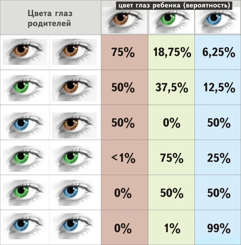Таблица цвет глаз ребенка по цвету глаз родителей. Какие глаза будут у ребенка если у родителей карие и зеленые. Если у родителей голубые глаза какие будут у ребенка. Какой цвет глаз будет у ребенка таблица.