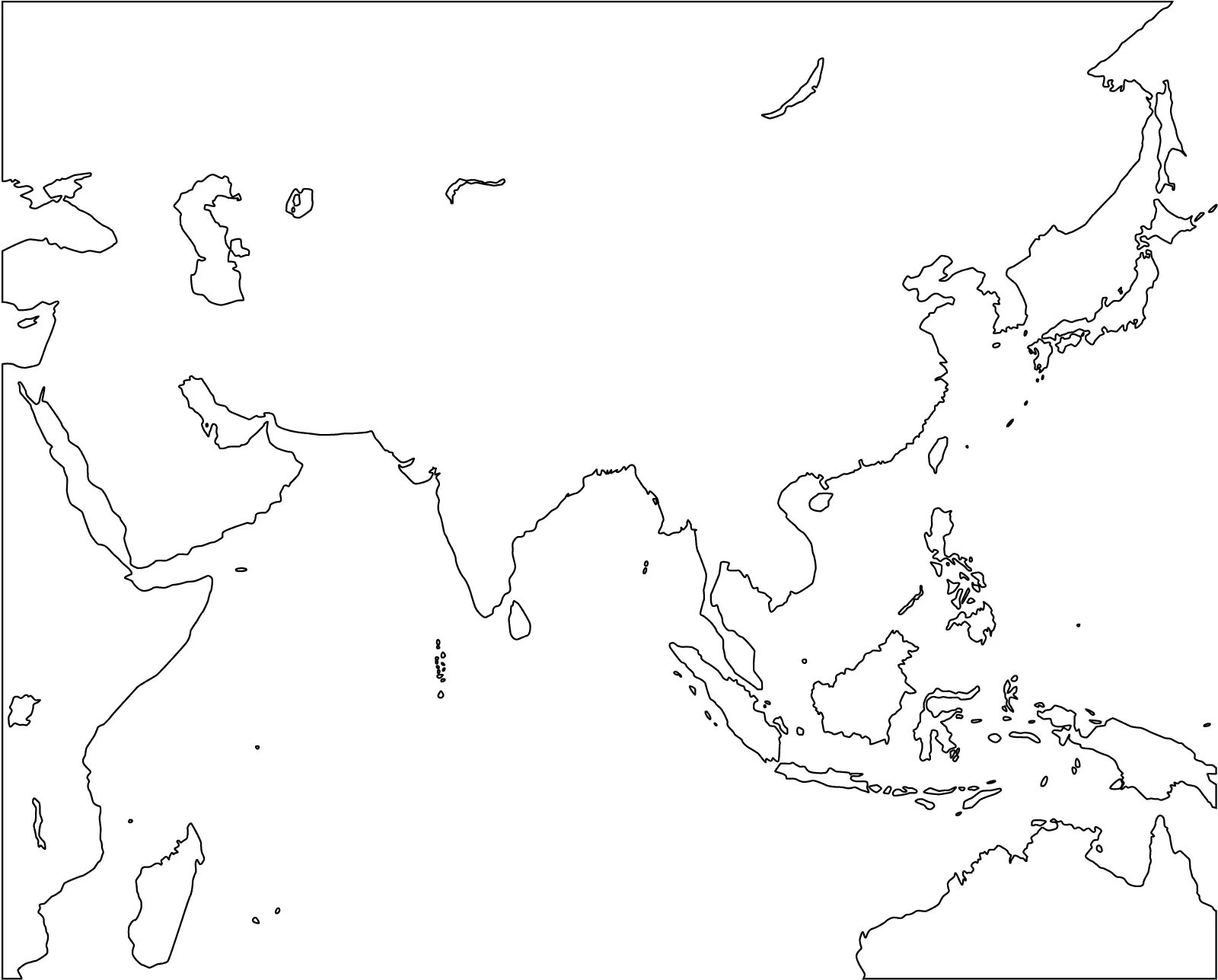 Политическая контурная карта Азии 11 класс. Карта Азии контурная карта 11 класс. Контурная карта Азии 11 класс для печати. Карта зарубежной Азии без обозначений.