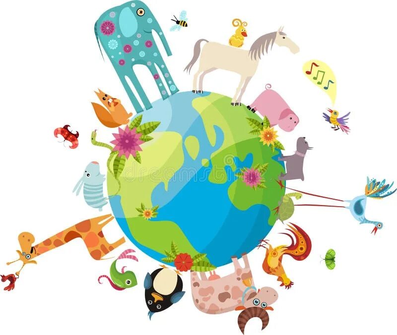 Животные на земном шаре. Планета земля с животными. Животные вокруг планеты. Планета с животными и растениями.