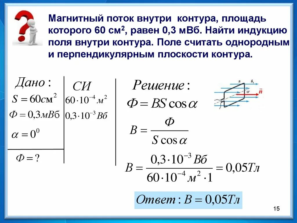 Меняется ли магнитный поток во время остановки. Задачи физика магнитная индукция. Найти площадь магнитного контура. Магнитная индукция внутри контура. Найти индукцию магнитного поля внутри контура.