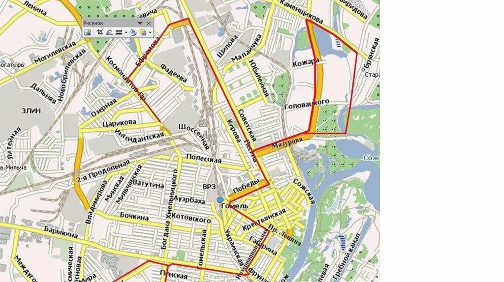 Где город гомель. Гомель на карте. Город Гомель на карте. Карта Гомеля с улицами. Районы города Гомеля на карте.