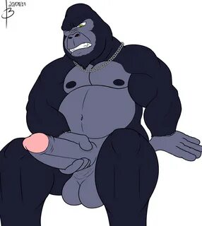 ...anthro, ape, bayron (artist), black fur, chain necklace, coltan (bayron)...