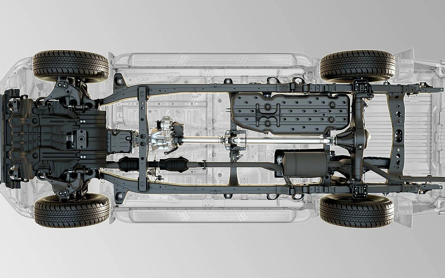Полный привод хайлендера. Днище JAC t6. Toyota 4runner трансмиссия. Toyota Hilux 8 вид снизу. Тойота Хайлюкс днище.