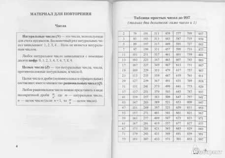 Таблица простых чисел до 997 6 класс