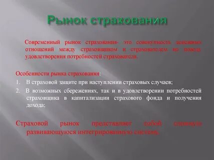 Современный страховой рынок