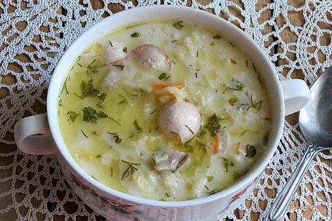 Суп с вешенками и плавленным