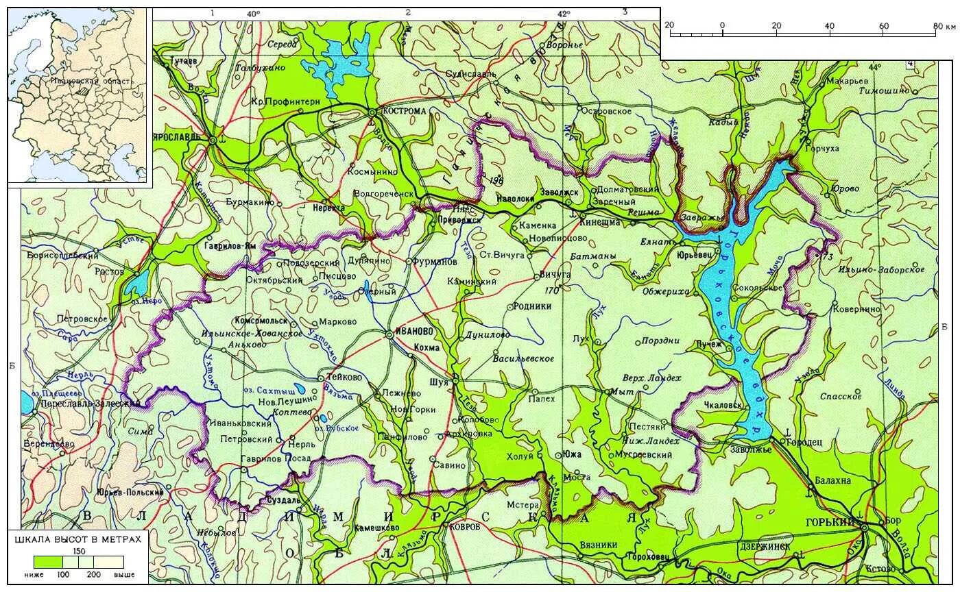 Карта рек Ивановской области подробная. Физическая карта Ивановской области. Географическая карта Ивановской области подробная с деревнями. Карта Ивановской области подробная с деревнями.