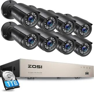 ZOSI 8CH Max 52% OFF Home Security Camera System Hard 1TB Drive with Outdoor