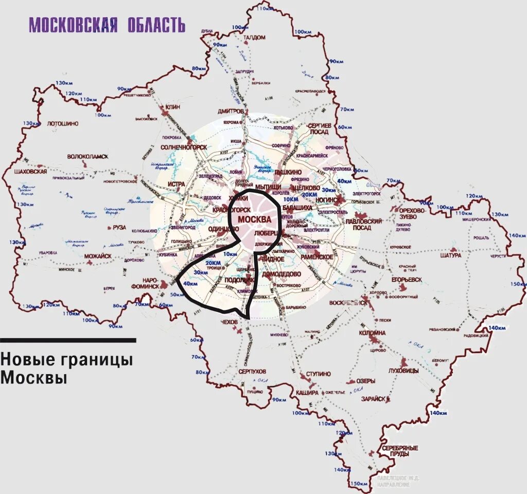 Карта поселков московской области