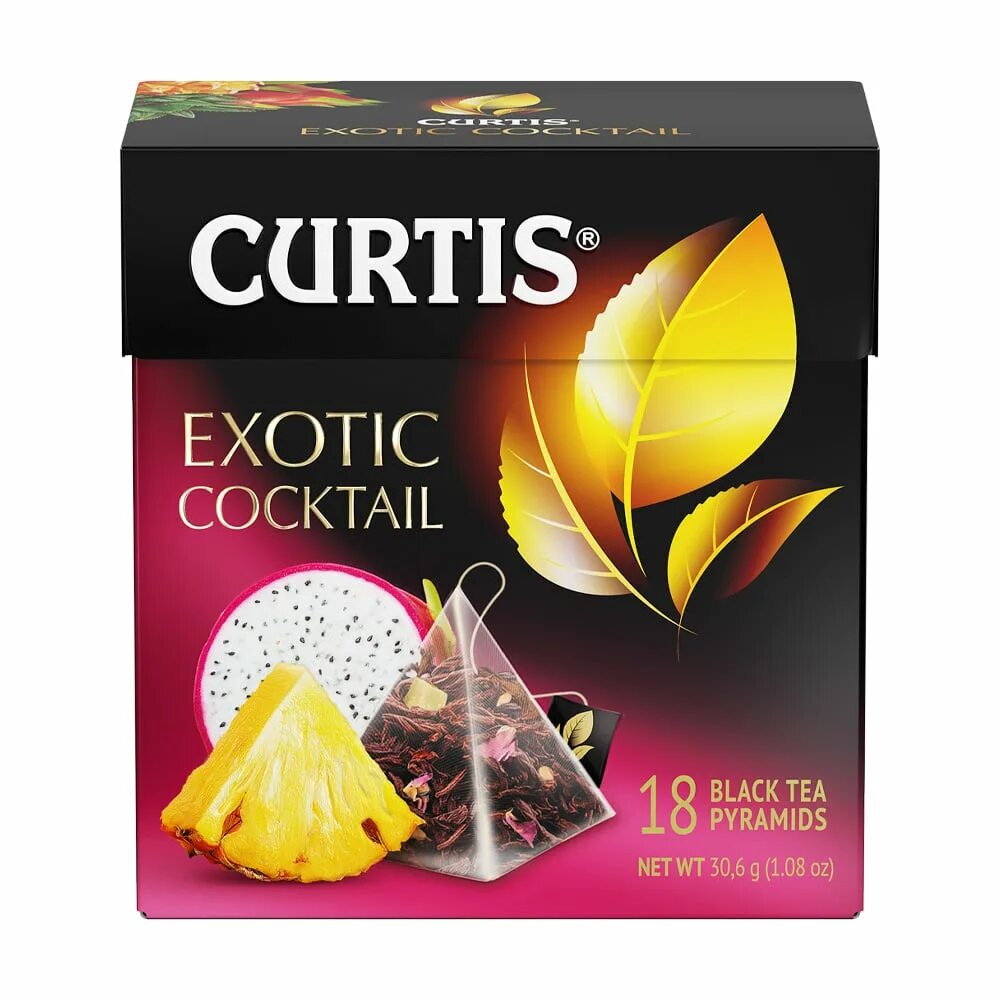 Curtis cocktail. Curtis exotic Cocktail 18 x 1.7г. Curtis exotic Cocktail чай. Чай Кертис в пирамидках. Кертис чай черный в пирамидках.