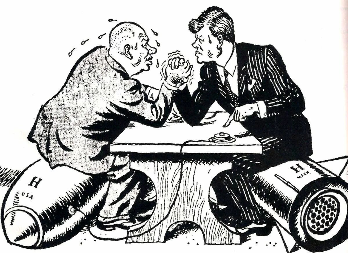 Международное событие 1960 которому посвящена данная карикатура. Карикатура хрущев и кеннеди на ракетах. карибский кризис хрущев. кеннеди карибский кризис.