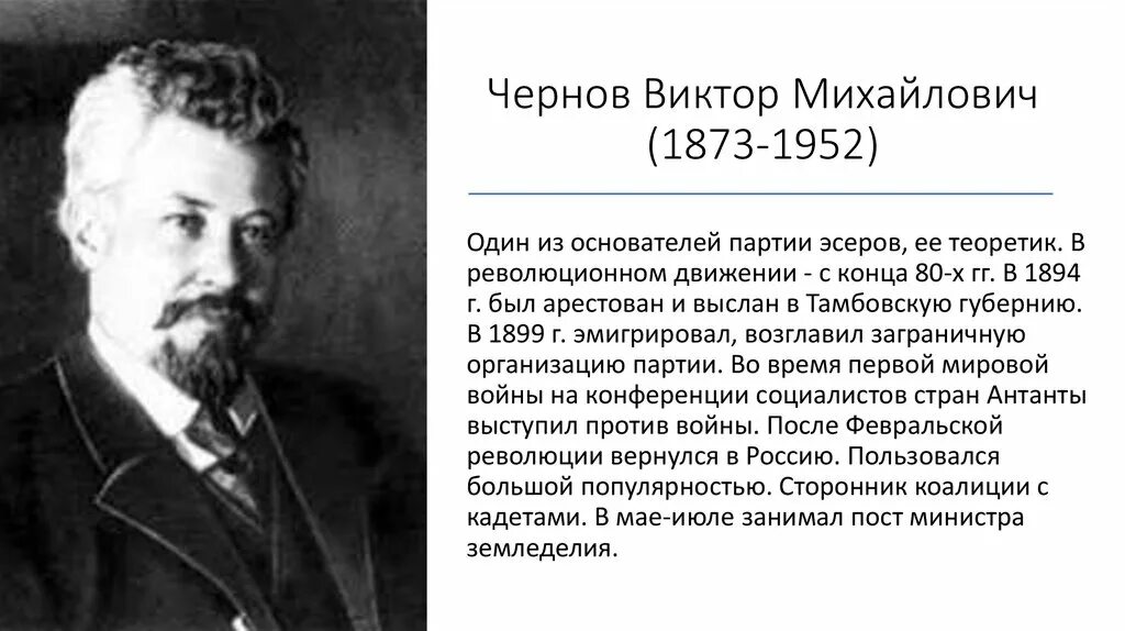 Чернов какая партия. В М Чернов Лидер партии эсеров. Социал революционеры Чернов.