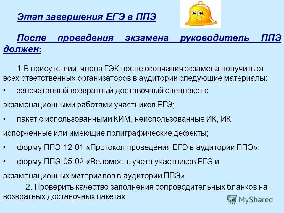 после окончания экзамена