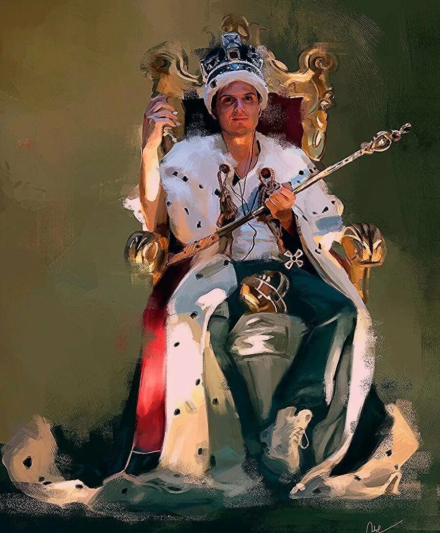 Король картина. Джим Мориарти на троне. Мориарти Эндрю Скотт на троне. Джим Мориарти в короне. Мориарти из Шерлока на троне.