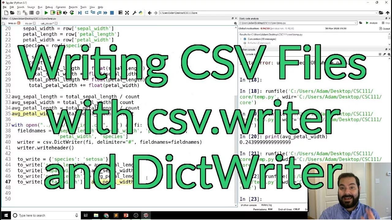 Csv writer. Csv python. запись в файл csv с использованием dictwriter. cvs файл.